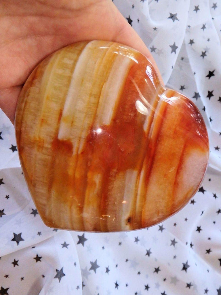 Amazing Ribbon Patterns Large Carnelian Love Heart - Earth Family Crystals