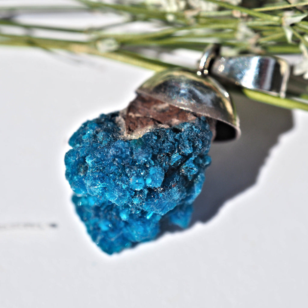 Electric Blue Natural Floating Cavansite in Sterling Silver (Includes Silver Chain) #2 - Earth Family Crystals