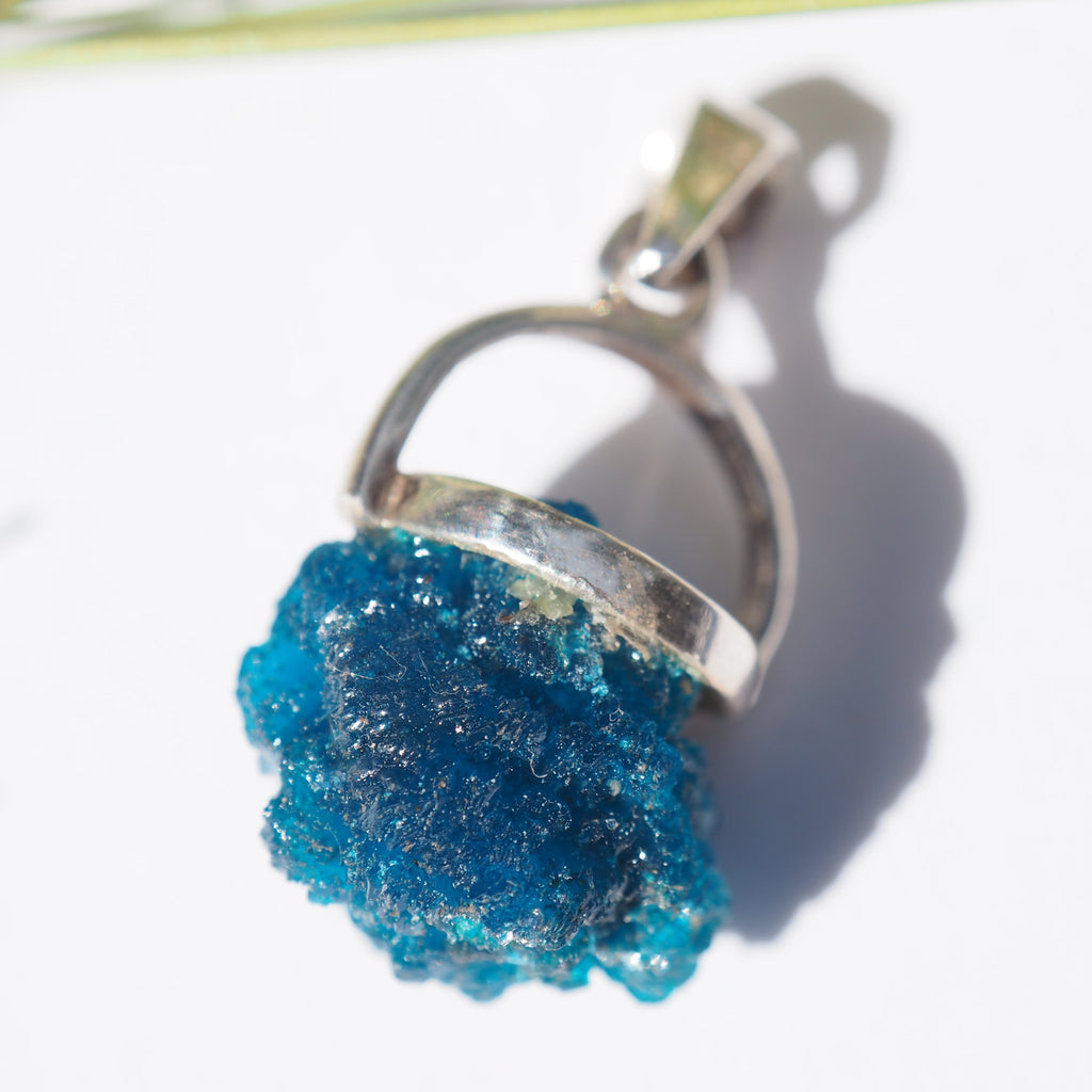 Electric Blue Natural Floating Cavansite  on Matrix in Sterling Silver (Includes Silver Chain) #3 - Earth Family Crystals