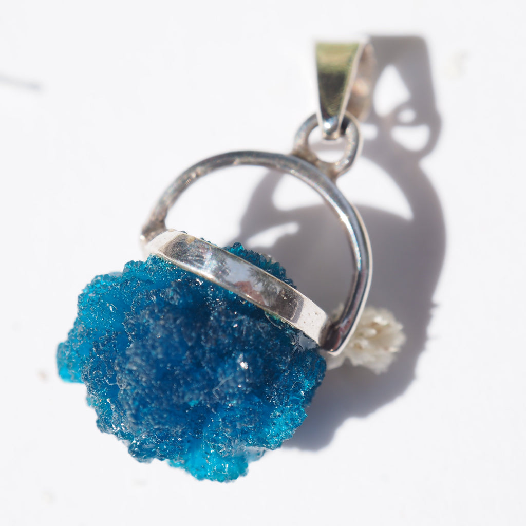 Electric Blue Natural Floating Cavansite  on Matrix in Sterling Silver (Includes Silver Chain) #3 - Earth Family Crystals