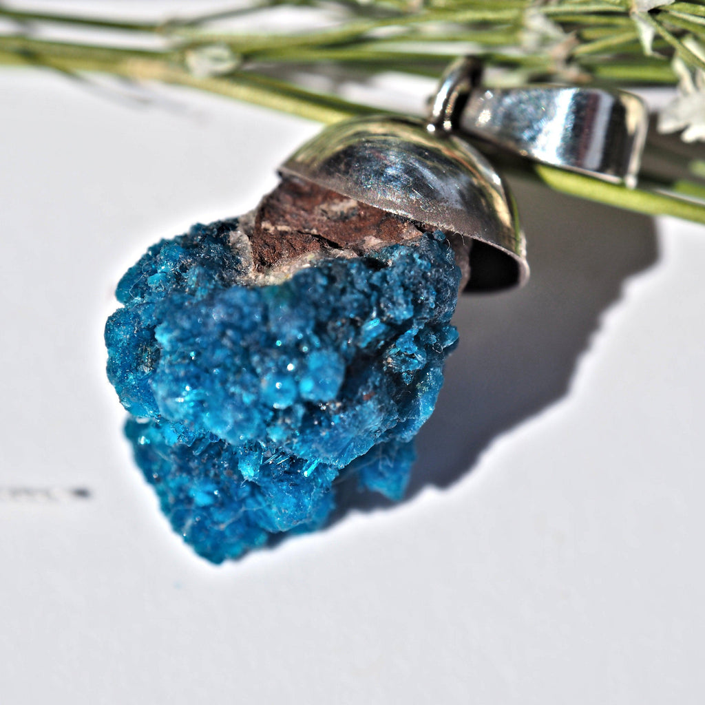 Electric Blue Natural Floating Cavansite in Sterling Silver (Includes Silver Chain) #2 - Earth Family Crystals