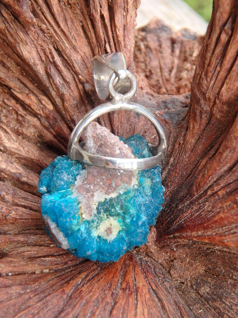 Raw Floating Cavansite Orb Pendant in Sterling Silver (Includes Silver Chain) - Earth Family Crystals