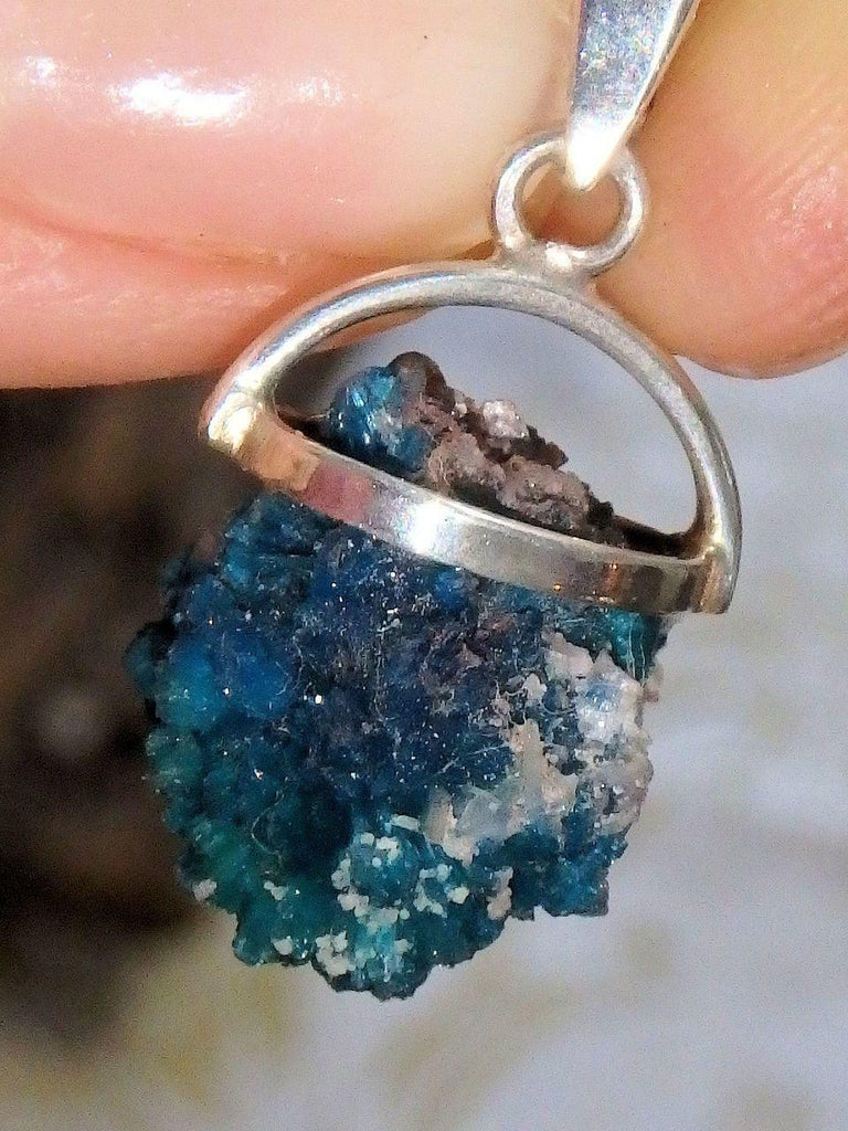 Cavansite Raw Floating Cluster Pendant in Sterling Silver (Includes Silver Chain) - Earth Family Crystals