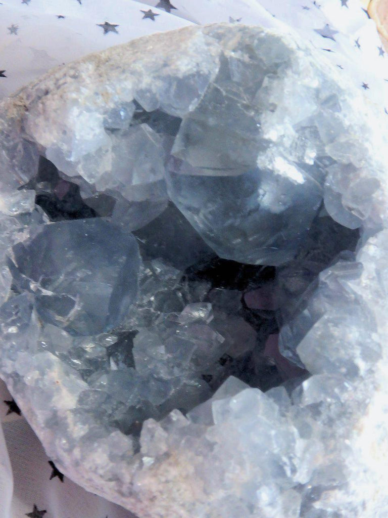 Extremely Incredible Blue Points XL Celestite Geode From Madagascar - Earth Family Crystals
