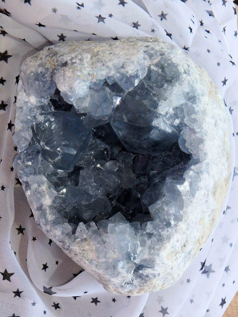 Extremely Incredible Blue Points XL Celestite Geode From Madagascar - Earth Family Crystals