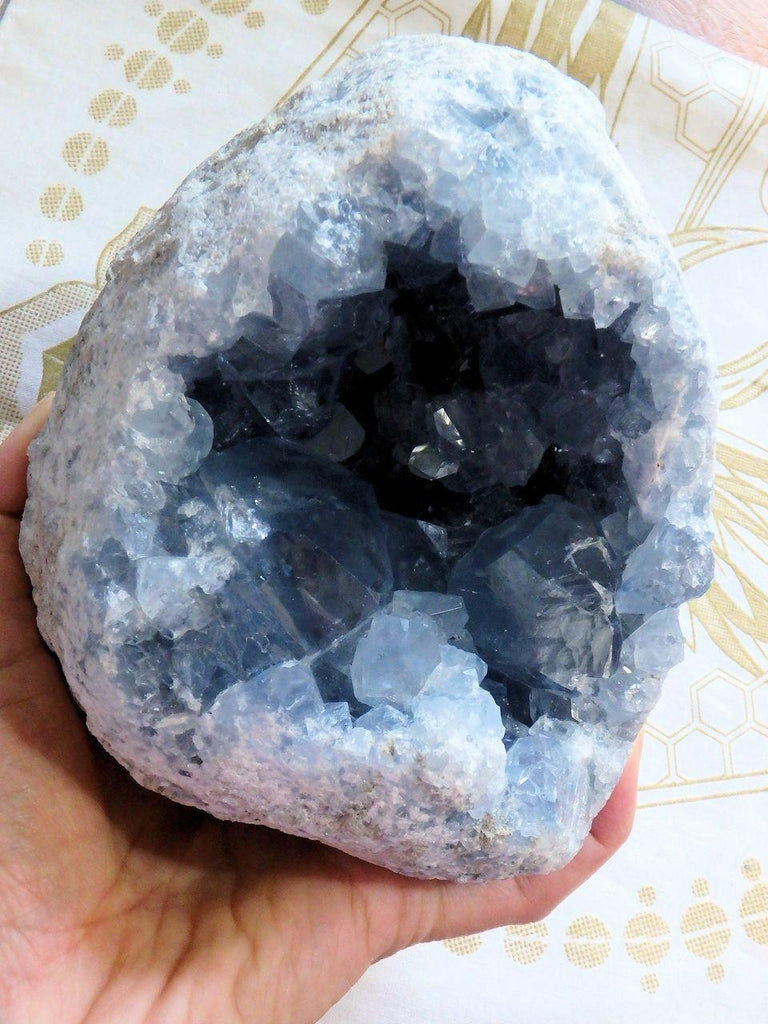 Extremely Incredible Blue Points XL Celestite Geode From Madagascar - Earth Family Crystals