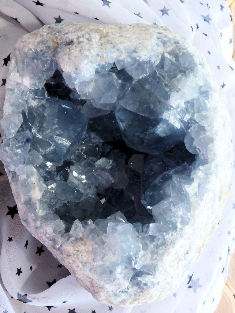 Extremely Incredible Blue Points XL Celestite Geode From Madagascar - Earth Family Crystals