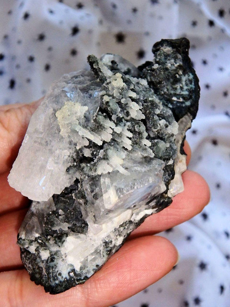 Black Chalcedony Crystals  & Heulandite Cluster From India - Earth Family Crystals