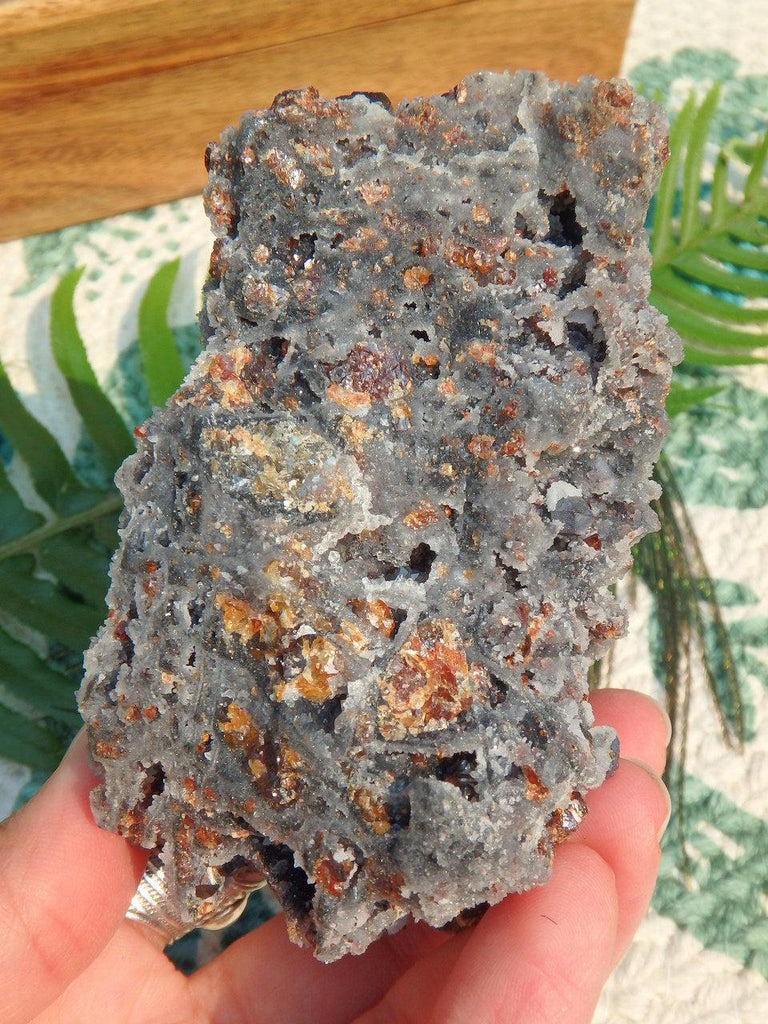 Intricate Cluster of Black Chalcedony & Burgundy Garnet Specimen - Earth Family Crystals