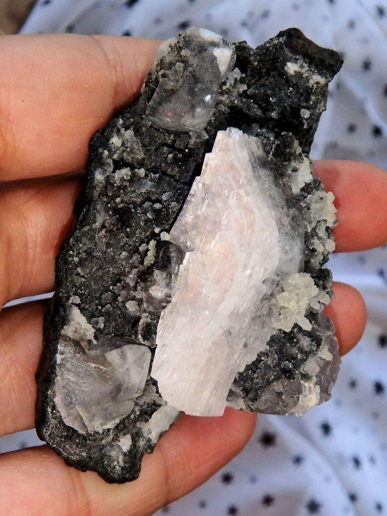 Black Chalcedony Crystals  & Heulandite Cluster From India - Earth Family Crystals