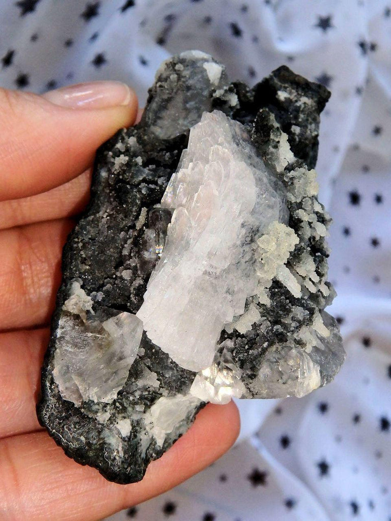 Black Chalcedony Crystals  & Heulandite Cluster From India - Earth Family Crystals