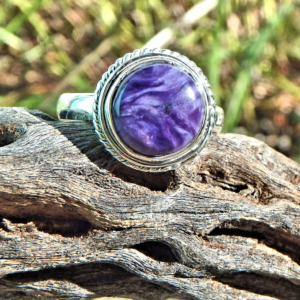 Lush Deep Silky Purple Charoite Ring in Sterling Silver (Size 9.5) - Earth Family Crystals