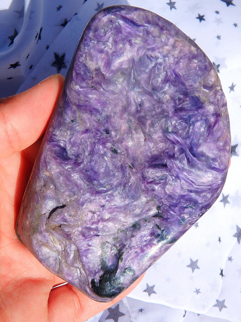 Xl Gorgeous Purple Charoite Silky Patterns Free Form Specimen - Earth Family Crystals
