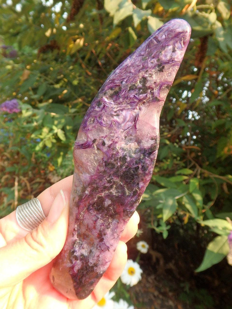 Gorgeous Silky Purple~ Long & Luscious Polished Purple Charoite Wand Specimen - Earth Family Crystals