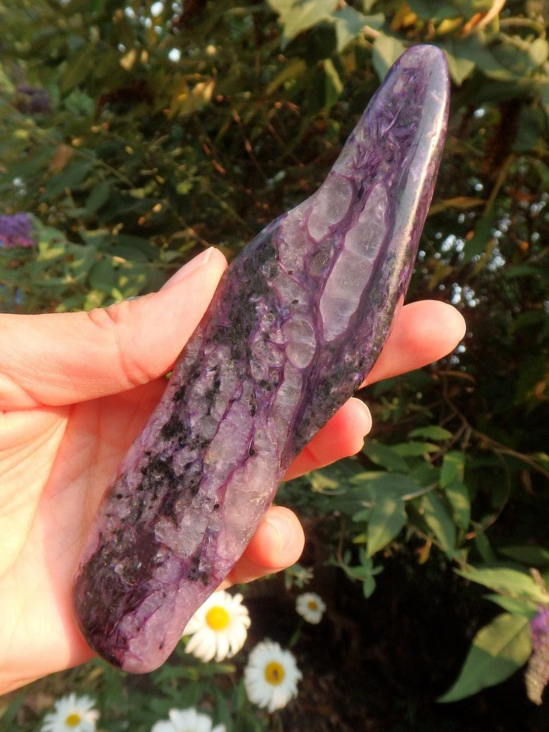 Gorgeous Silky Purple~ Long & Luscious Polished Purple Charoite Wand Specimen - Earth Family Crystals