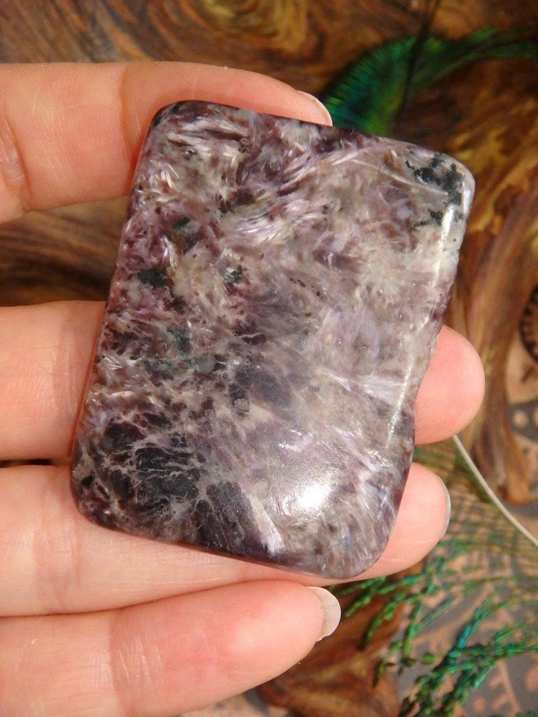 Pretty Silvery Purple Fireworks Charoite Hand Held Specimen (Perfect For Body Layouts) - Earth Family Crystals