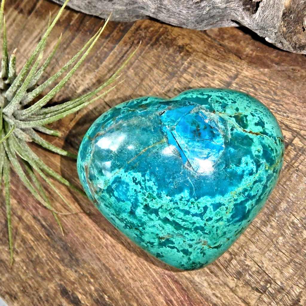 Stunning Green & Blue Patterns  Chrysocolla Love Heart Carving 1 - Earth Family Crystals