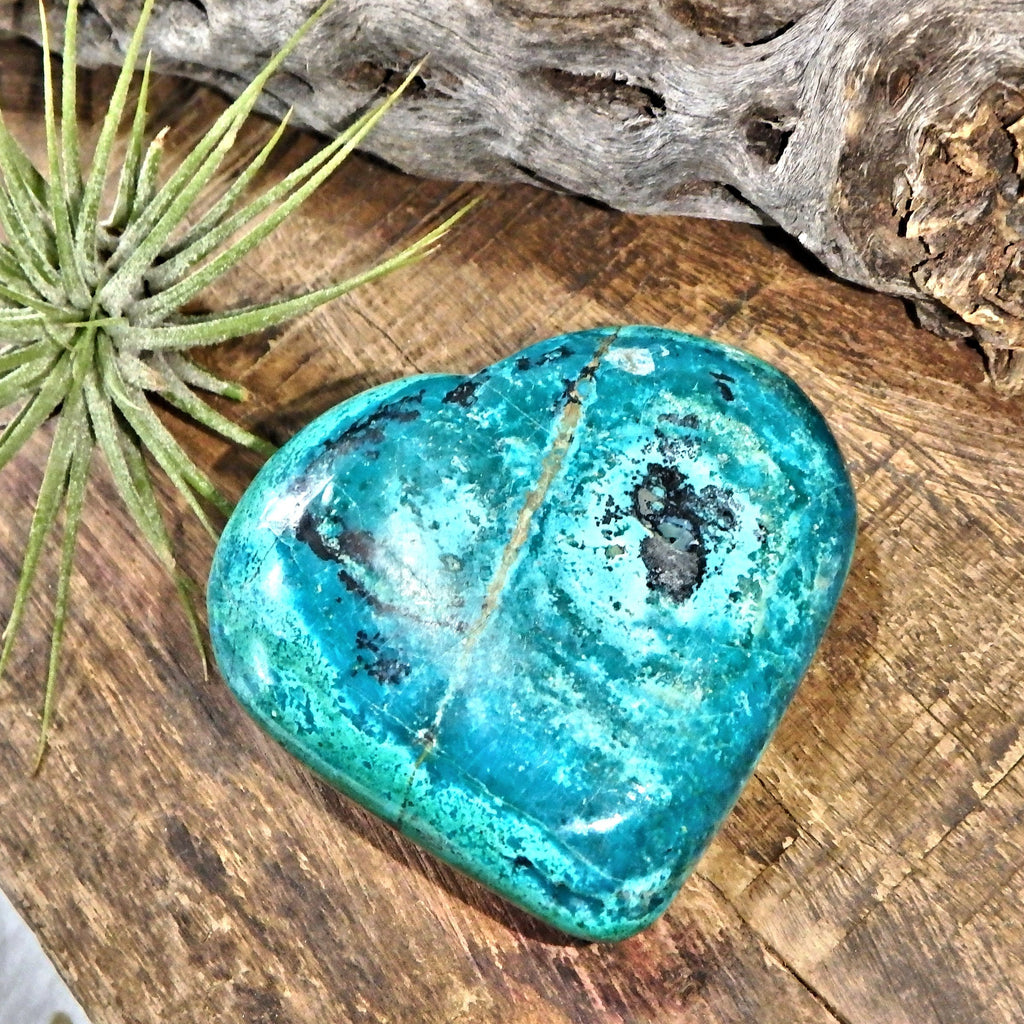 Delightful Green & Blue Chrysocolla Love Heart Carving 1 - Earth Family Crystals