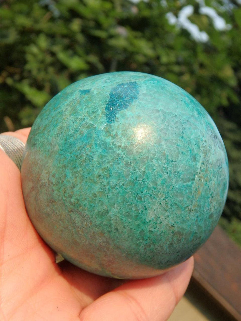 Fabulous Color Large Chrysocolla Sphere Carving - Earth Family Crystals