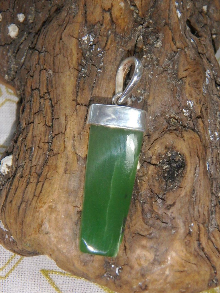 Polished Green Chrysoprase Pendant in Sterling Silver (Includes Silver Chain) Reduced - Earth Family Crystals
