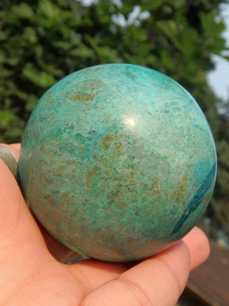Fabulous Color Large Chrysocolla Sphere Carving - Earth Family Crystals