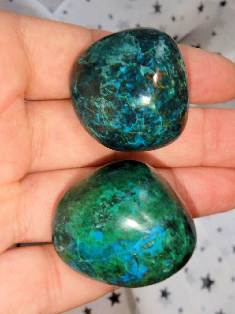 Set of 2 Vibrant Robin Egg Blue Chrysocolla Tumbled Stones - Earth Family Crystals