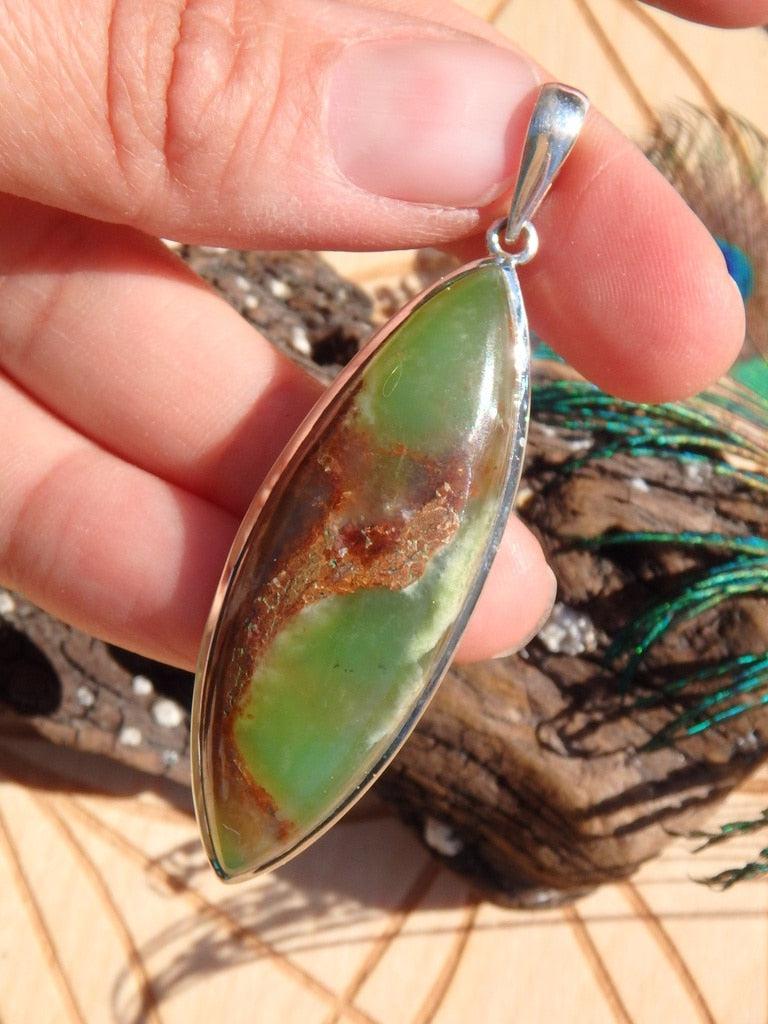 RESERVED For ALESHA~ Long & Fabulous Chrysoprase Gemstone Pendant In Sterling Silver (Includes Silver Chain) - Earth Family Crystals