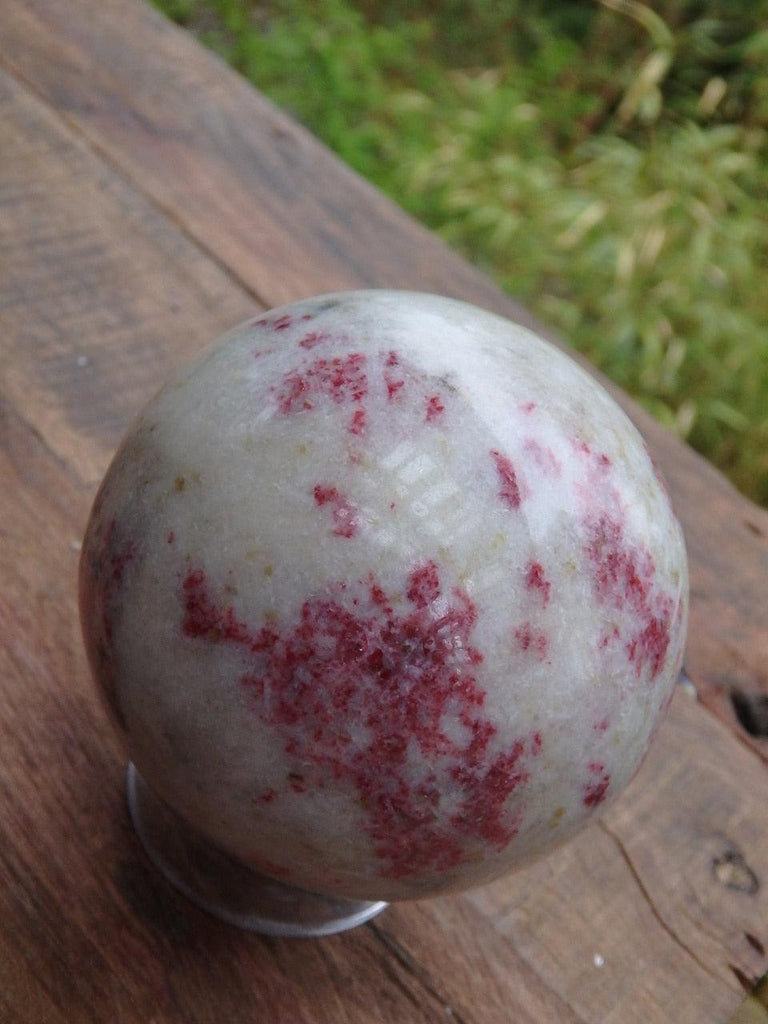 Speckled Burgundy Red Cinabrite Gemstone Sphere Carving - Earth Family Crystals
