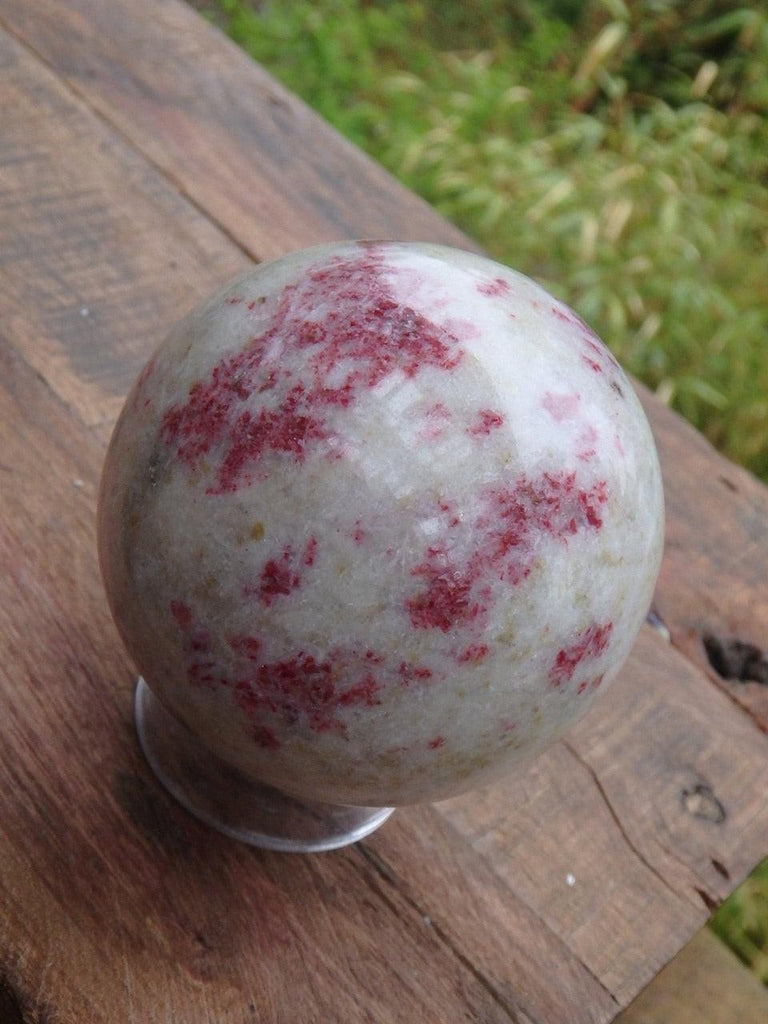 Speckled Burgundy Red Cinabrite Gemstone Sphere Carving - Earth Family Crystals
