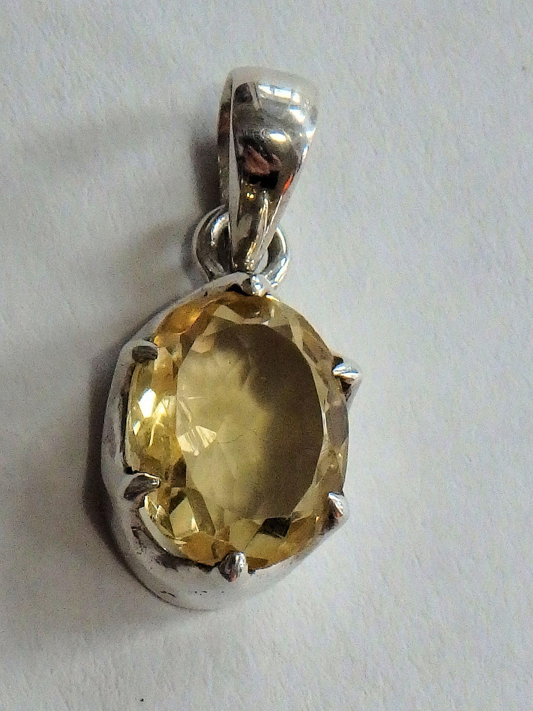 Golden Shine Faceted Natural & Dainty Citrine Pendant in Sterling Silver (Includes Silver Chain) - Earth Family Crystals