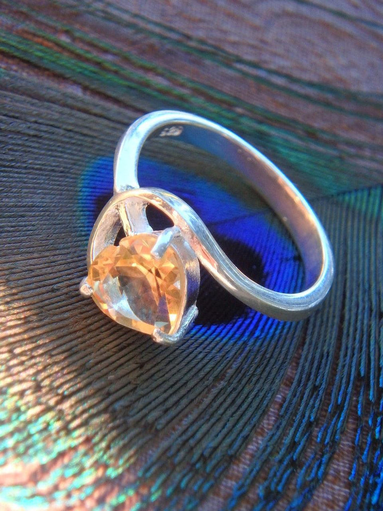 Golden Faceted Citrine Ring in Sterling Silver (Size 5) - Earth Family Crystals