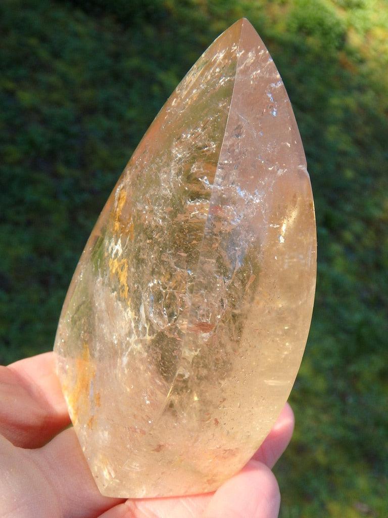Sunny Natural Citrine Flame Carving - Earth Family Crystals
