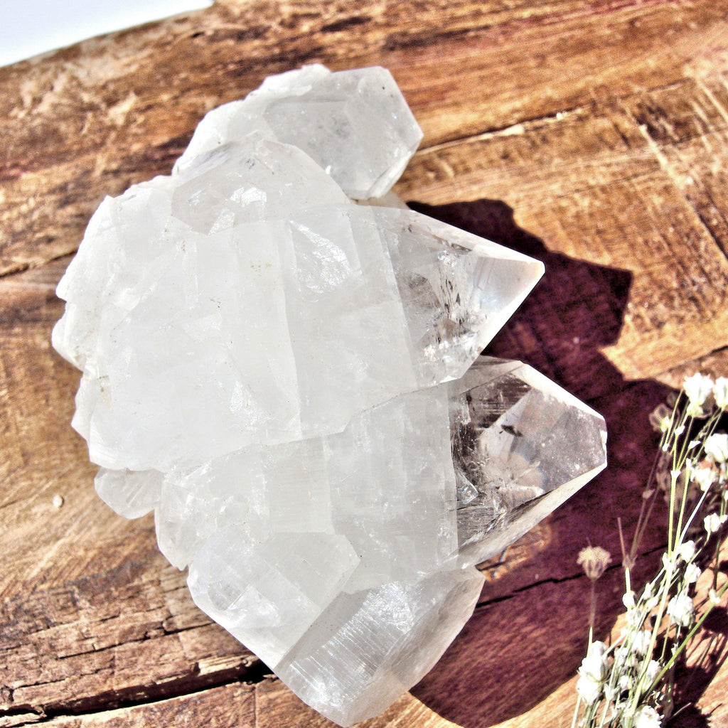 Chunky Clear Apophyllite & Peachy Pink Stilbite Cluster From India - Earth Family Crystals