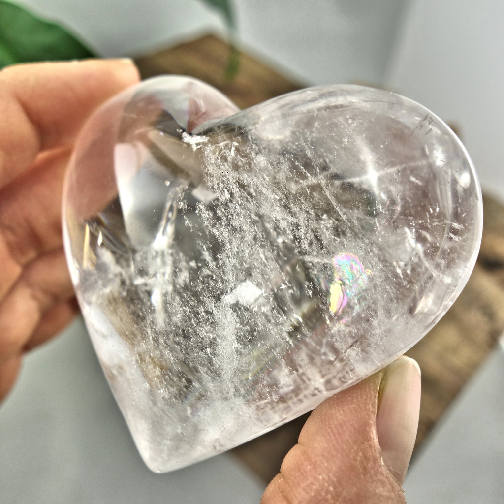 Beautiful Rainbow Inclusions Brazilian Clear Quartz Love Heart - Earth Family Crystals