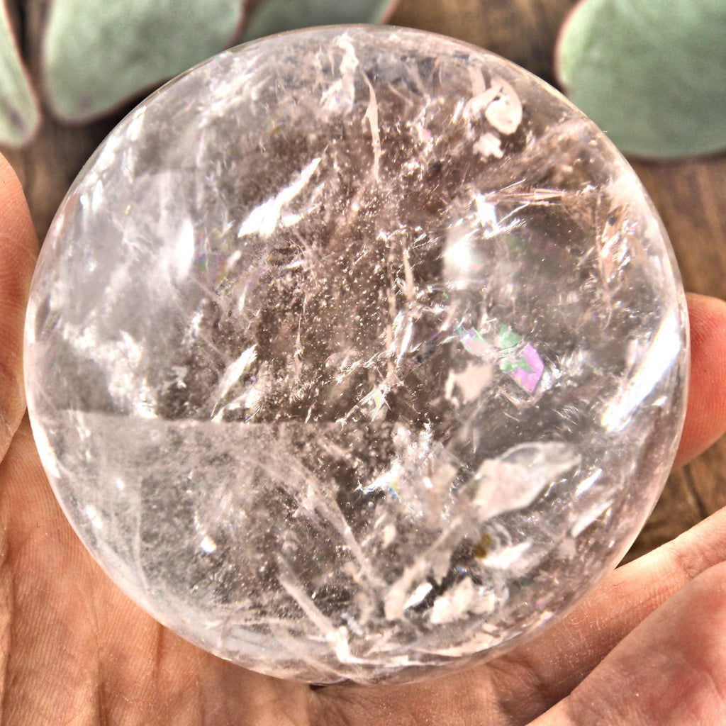 Mesmerizing Rainbow Filled XL Clear Quartz Sphere From Brazil - Earth Family Crystals