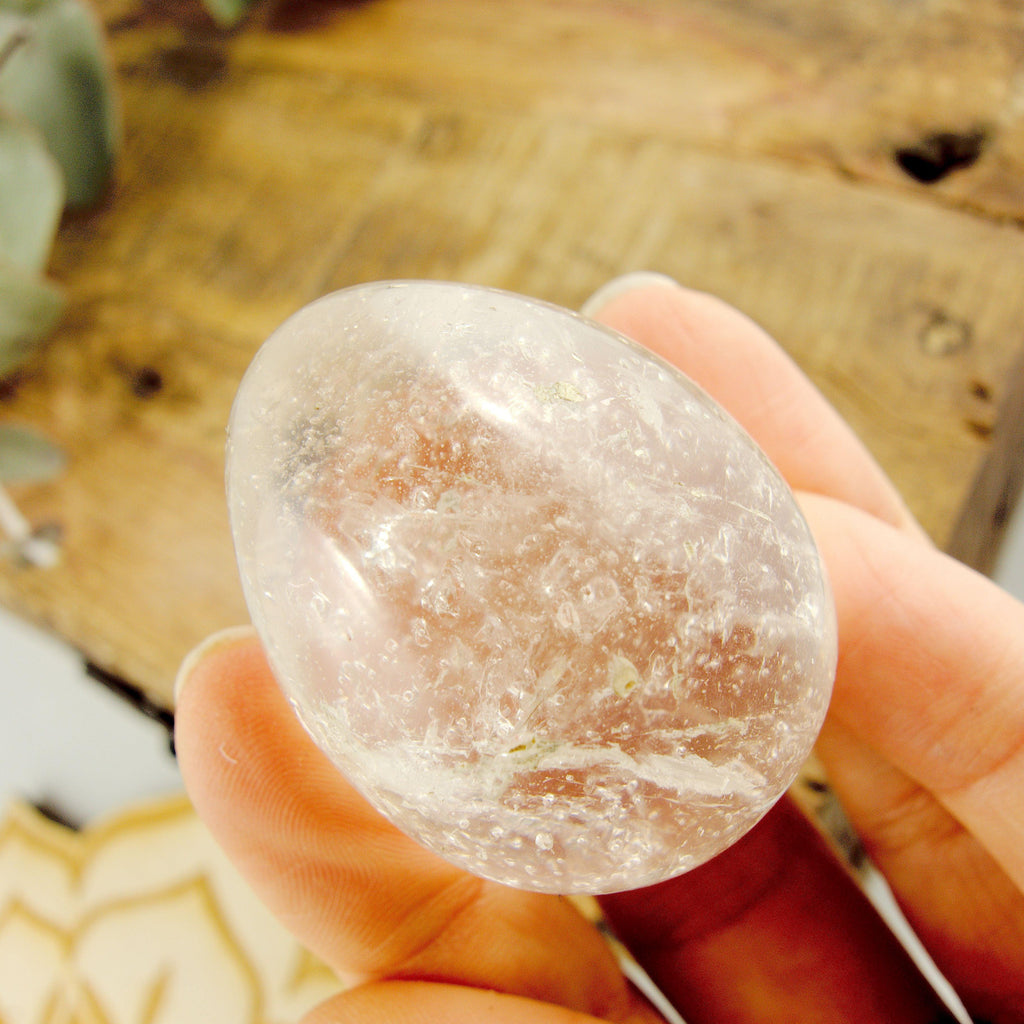 Adorable Hand Held Clear Quartz Egg Carving #2 - Earth Family Crystals