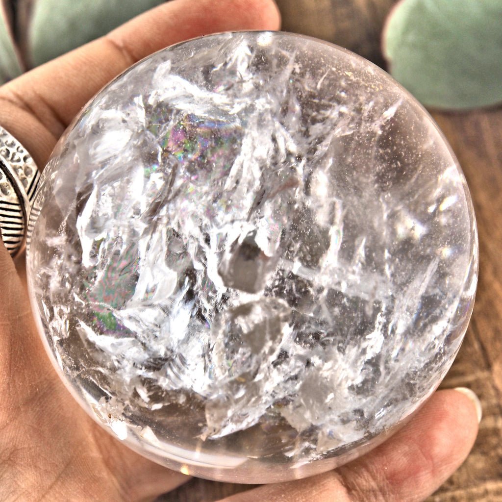 Mesmerizing Rainbow Filled XL Clear Quartz Sphere From Brazil - Earth Family Crystals
