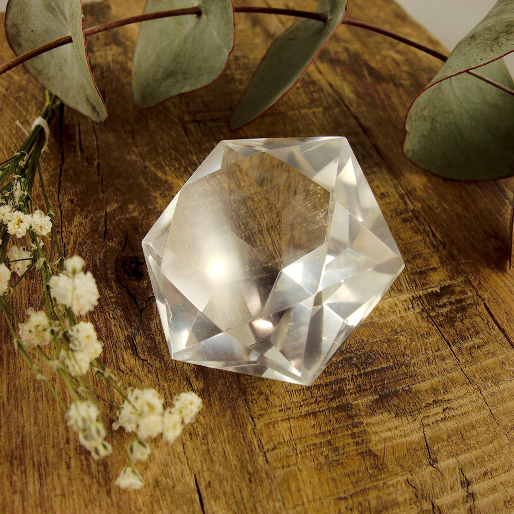 Stunning Medium Faceted Diamond Cut Clear Quartz Specimen #1 - Earth Family Crystals