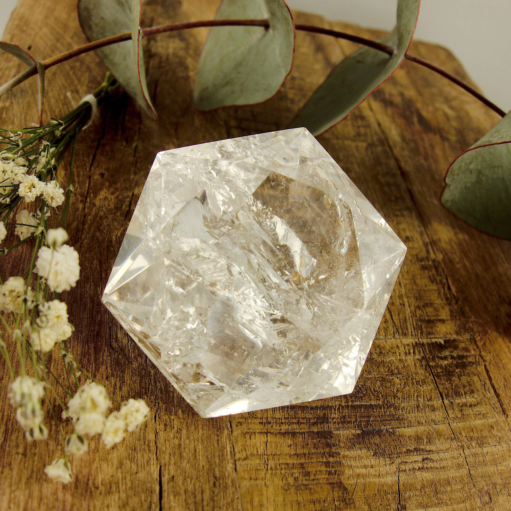 Stunning Medium Faceted Diamond Cut Clear Quartz Specimen #2 - Earth Family Crystals