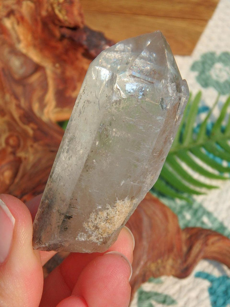 Self Healed Brazilian Clear Quartz & Chlorite Point - Earth Family Crystals
