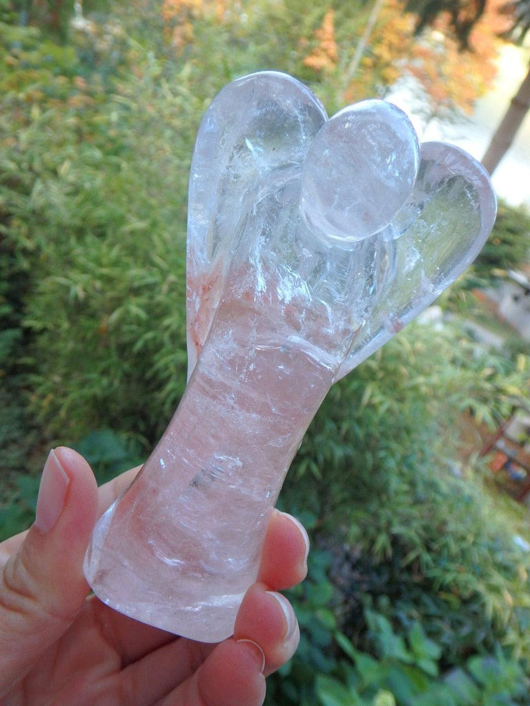 Red Hematite Included Clear Quartz Angel Carving - Earth Family Crystals