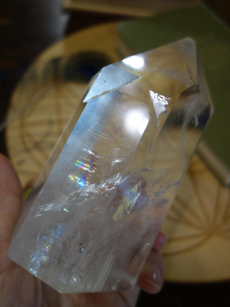 Rainbows! Large Clear Quartz Twin Generator With Inner Child Inclusion - Earth Family Crystals
