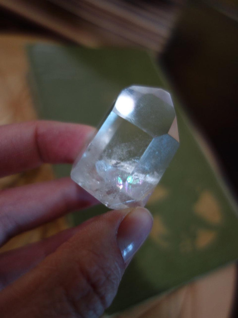 Rainbow Filled Inner Child Point  Clear Quartz Small Generator - Earth Family Crystals