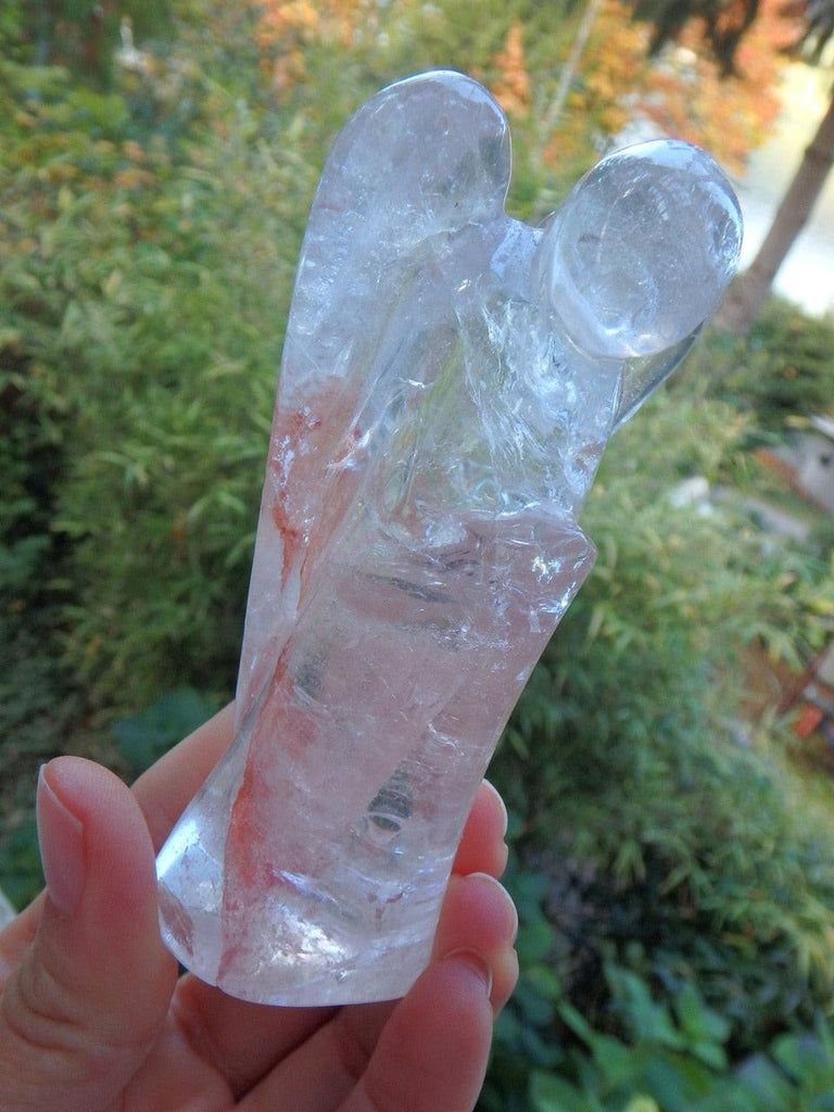 Red Hematite Included Clear Quartz Angel Carving - Earth Family Crystals