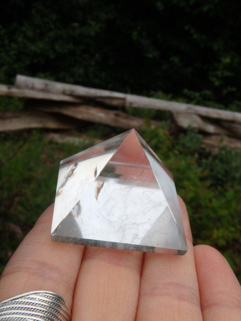 Brilliant Clear Quartz Small Pyramid Carving - Earth Family Crystals