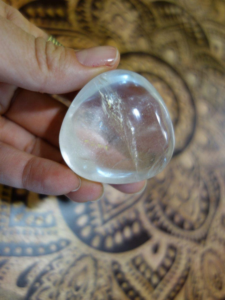 Cute Optical Clear Quartz Polished Palm Stone - Earth Family Crystals