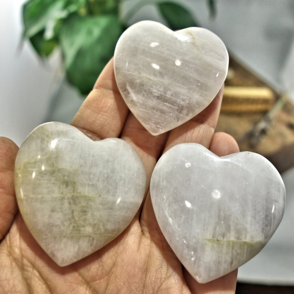 Genuine Milky White Greenland Cryolite Heart Carving (1) - Earth Family Crystals