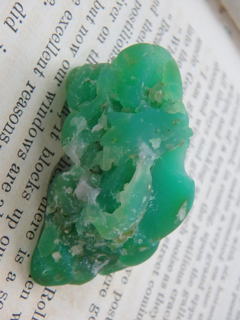 Vibrant Green Australian Chrysoprase With Drilled Hole Perfect for a Necklace - Earth Family Crystals