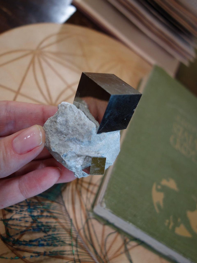 Unbelievable Natural Double Cubes of Pyrite in Matrix From Spain - Earth Family Crystals