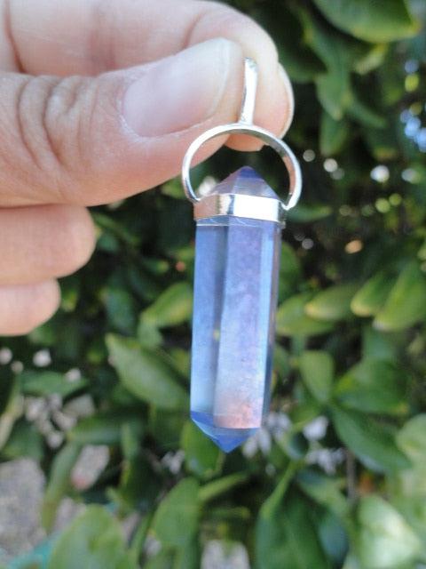 Stunning TANZAN AURA QUARTZ GEMSTONE PENDANT In Sterling Silver (Includes Free Silver Chain) - Earth Family Crystals